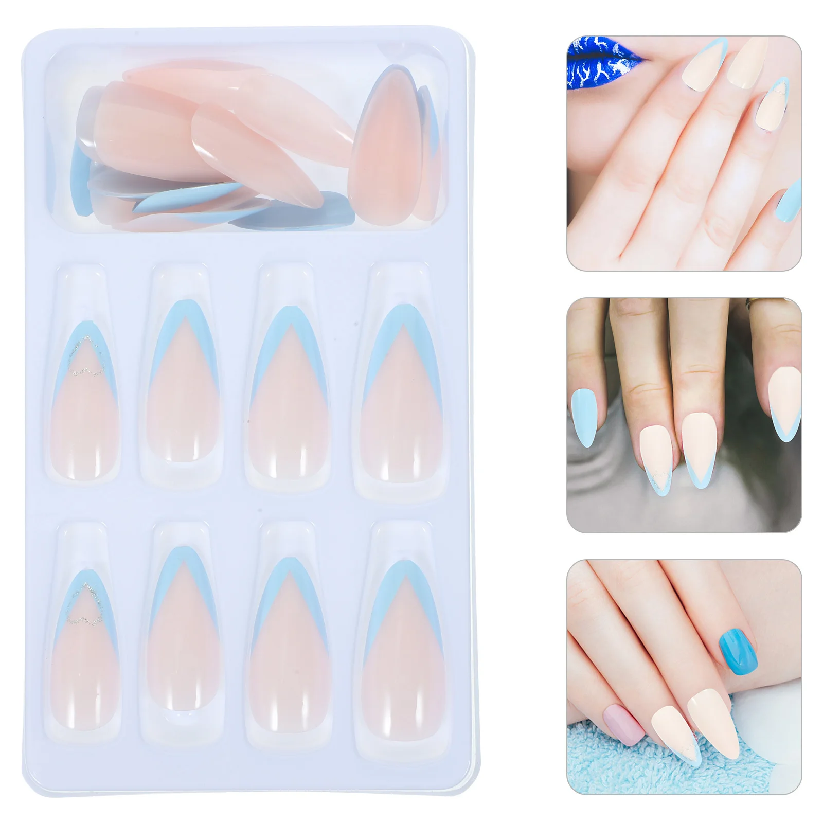 1 مجموعة ضوء على الأظافر الغراء على الأظافر سهلة الاستخدام نصائح الأظافر وهمية للنساء لوازم مانيكير اليومية طقم أظافر صناعية #3