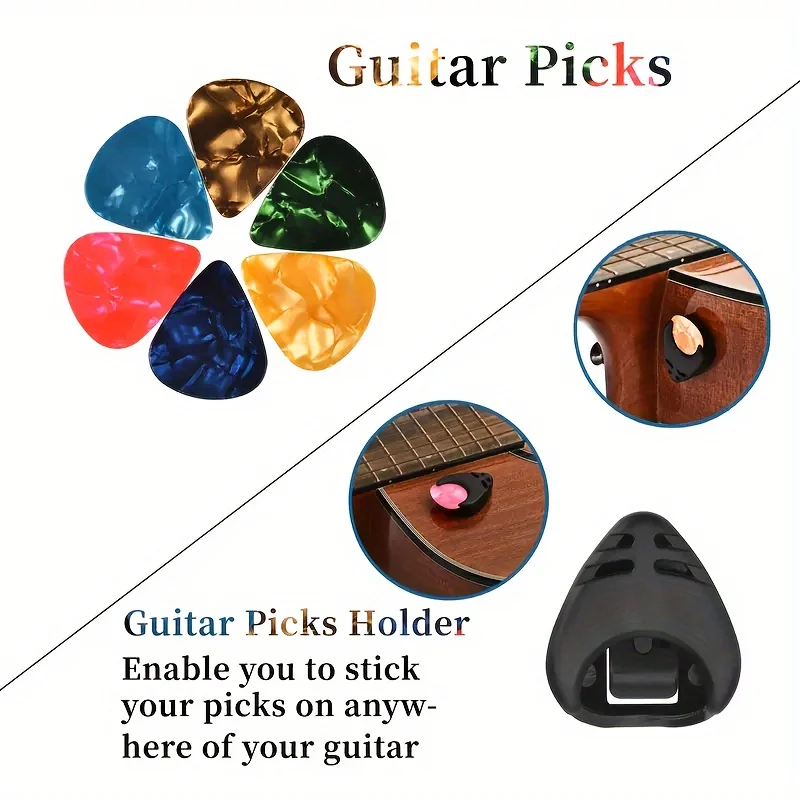 Guitar Beginner Accessories Set Guitar Capo Tuner Includes 10 picks (Random) Plectrum Holder - Perfect For Fast Accurate Tuning