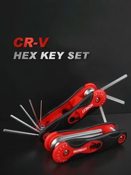 8 in 1 Folding Allen Wrench Set Metric Hex Key Set Portable Wrench Tool Kit 1.5-2.0-2.5-3.0-4.0-5.0-6.0-8.0mm