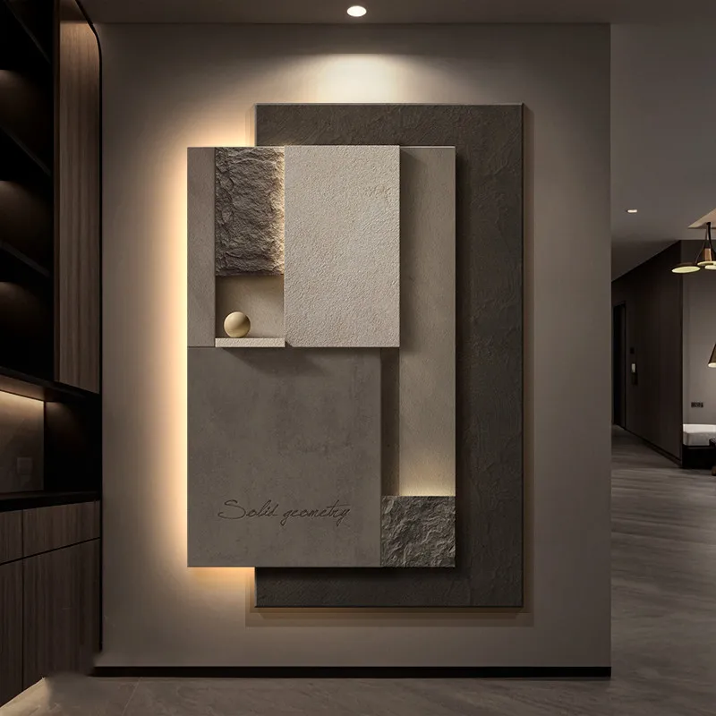 

Modern light luxury high-end feeling entrance door foyer decoration painting abstract geometry corridor hanging painting, li
