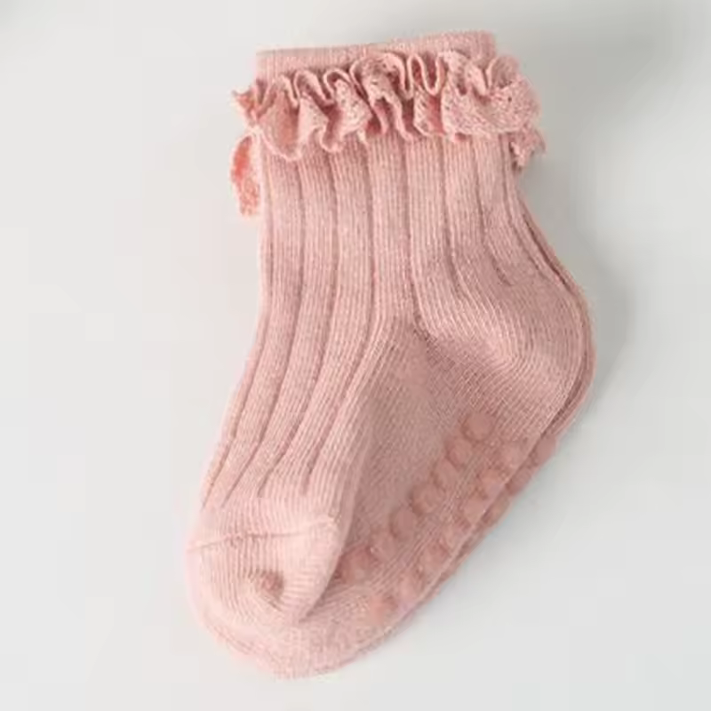 4Pair/lot new baby children's non-slip autumn winter cotton socks solid color baby foot socks - Image 5