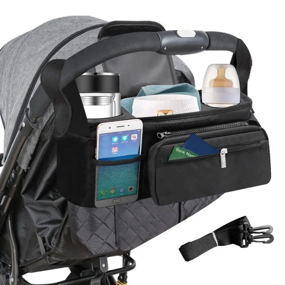 Large Capacity Stroller Hanging Bag Multi Pocket Design Multifunctional Mummy Bag with Shoulder Straps Handcart Storage Bag
