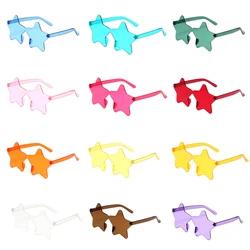1Pc bezramowe w kształcie gwiazdy stałe kolorowe okulary dla Cosplay okulary fajne okulary Disco dla kobiet mężczyzn moda Pentagram okulary