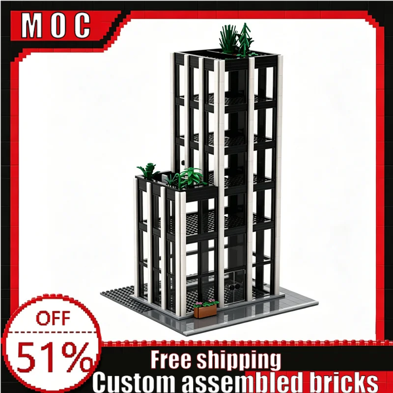874 Parts Contemporary Tower City Street View Building Blocks Model Custom DIY Educational Assembly Toy Creative Birthday Gifts