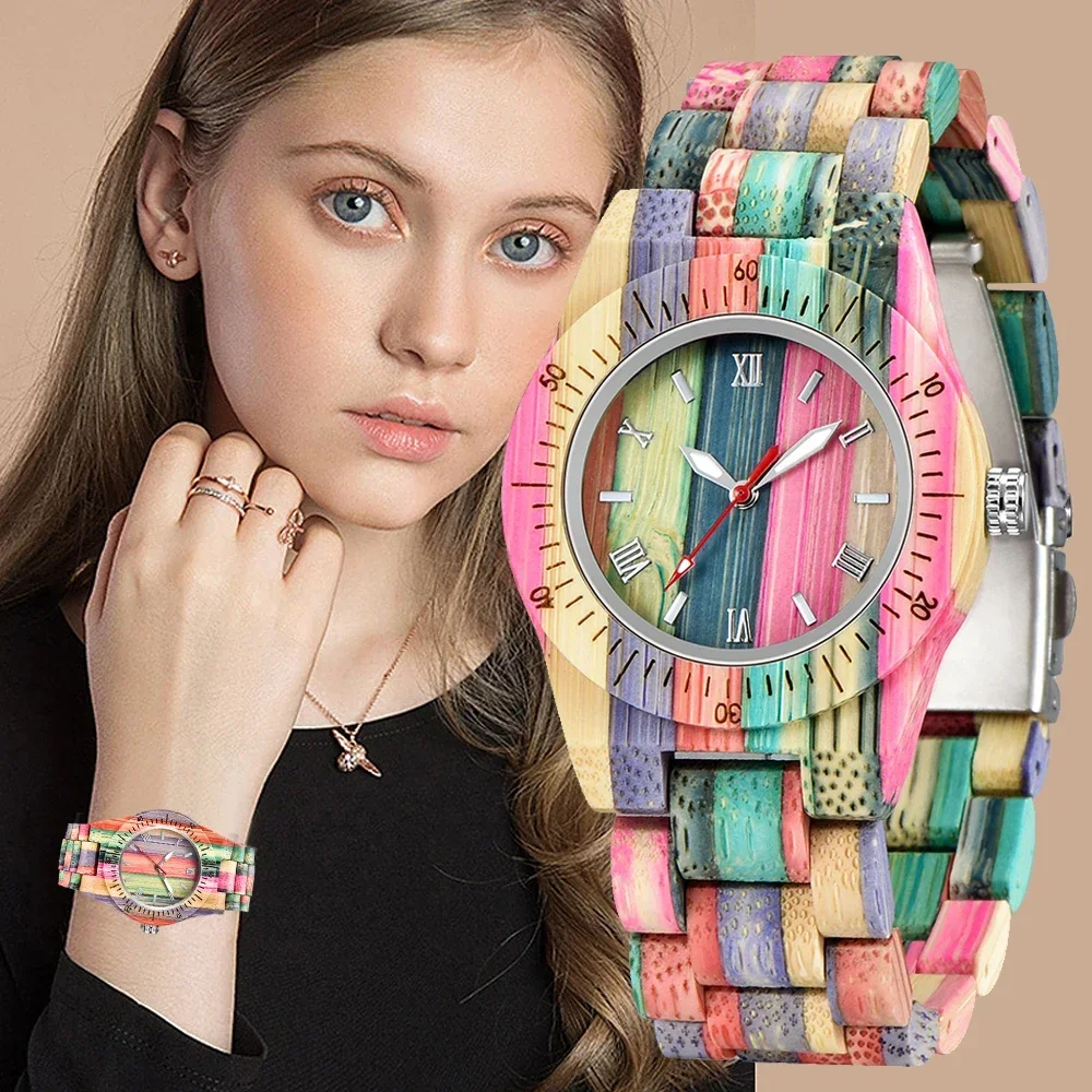 

Minimally Designed High-quality Colored Wooden Women's Watch Luxurious Casual Women's Accessory Watch