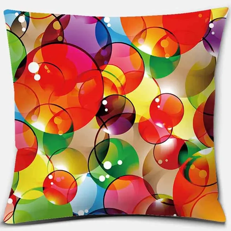 Rainbow Print Square Pillowcase Home Decor Car Sofa Cushion Cover