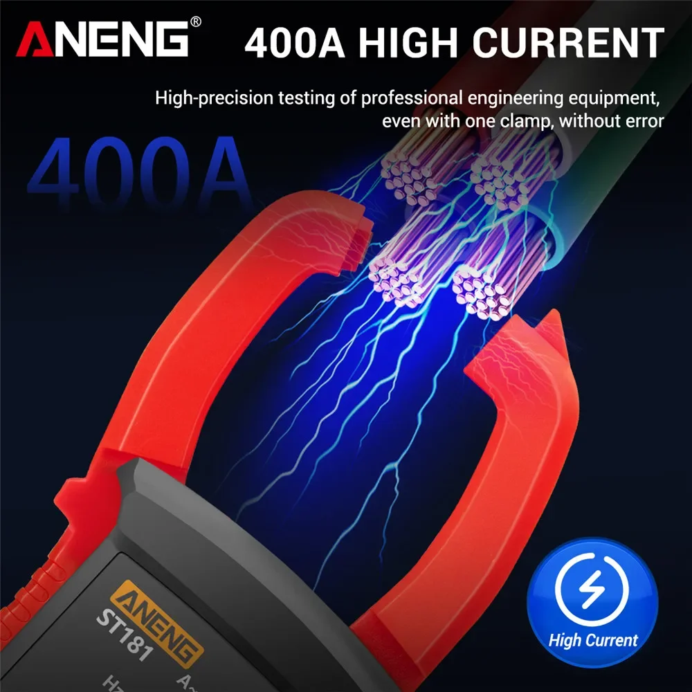 ANENG ST181 pinza amperimetrica medidor de pinza Digital DC/AC, multímetro de 4000 recuentos, ut210e amperímetro, medidor de voltaje, amplificador de coche Hz, capacitancia, prueba de ohmios NCV clamp meter