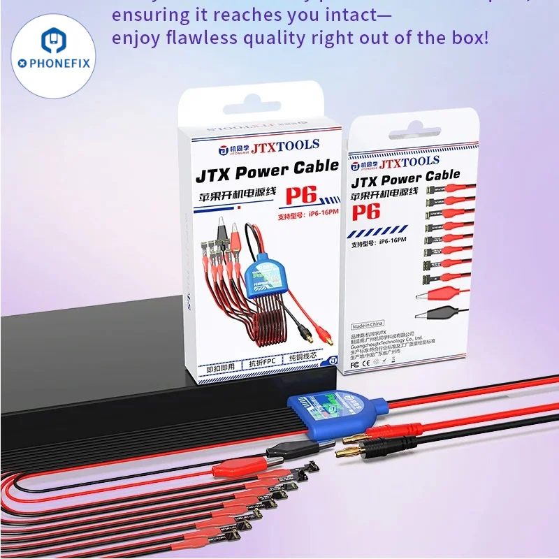 JTX P6 Power Supply Cable for IPhone 6-16ProMax Power Cable High-precision Fit for Motherboard Battery Flexible FPC Boot-up Tool