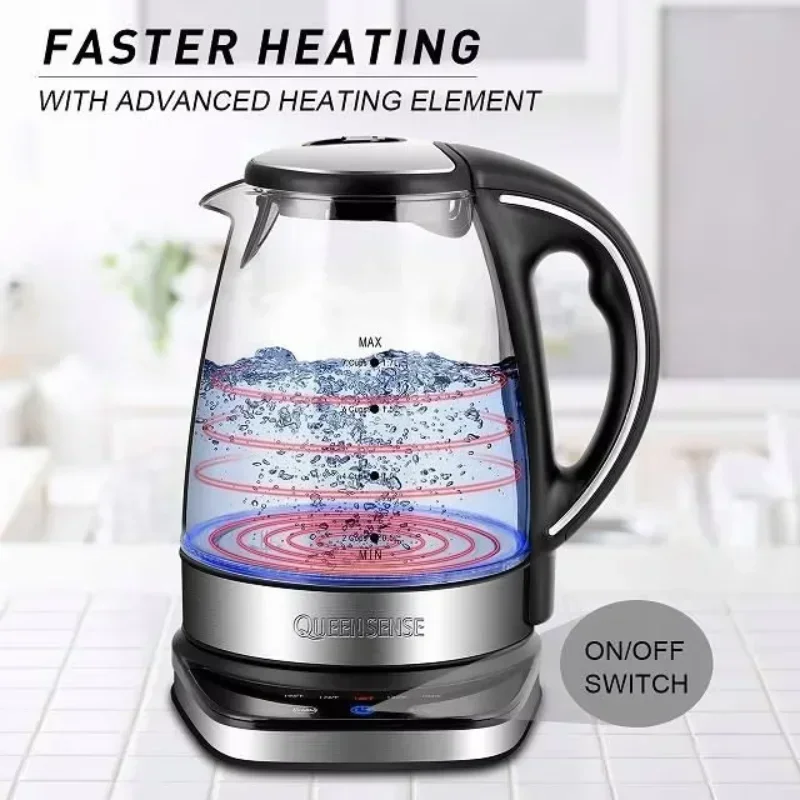 izle Graduated Transparent Glass Water Kettle with Digital Control