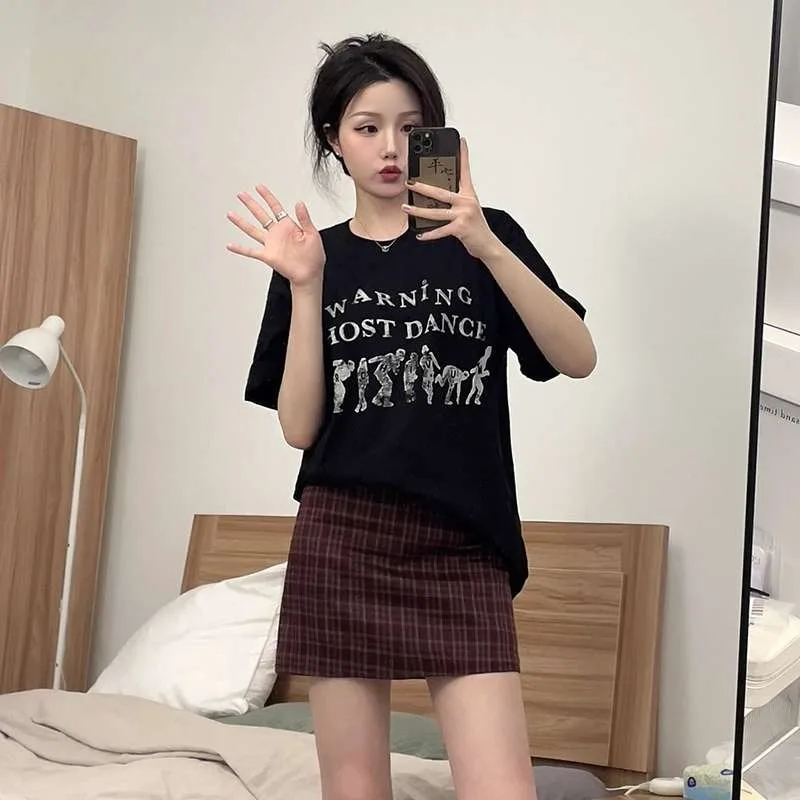 Letter Printed T-shirts Women Summer Loose Short Sleeve Office Lady Tees Korean Style Fashion Versatile Casual Daily Tops Female