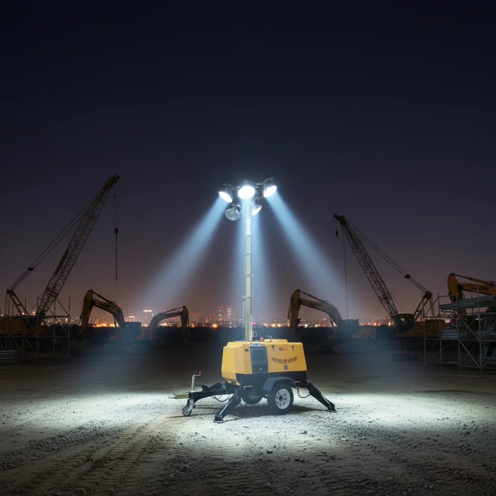Factory Price Mobile Tower Light LED Movable Lighting Tower Skid Mounted Rugged Construction Equipment Customized