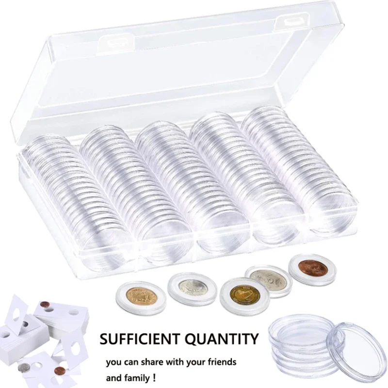 10-100pcs 21-45mm Clear Plastic Coinning Holder Collecting Case for Coinnings Storage Capsules Protection Boxs Container