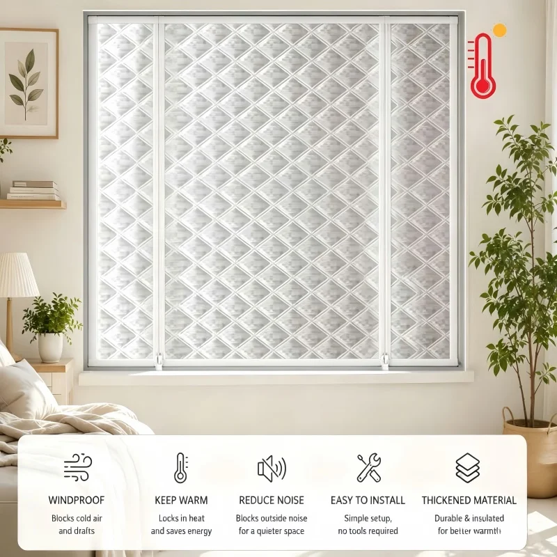 White double zipper, winter warm curtains, hot and cold insulation, sunshade and sound insulation, supports customized sizes