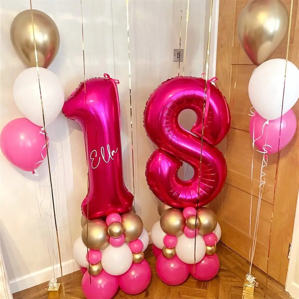 40 Zoll Heiße Rosarote Zahlenballons, Große Riesige Zahlen-Folienballons für Helium, Geburtstagsfeier, Feier, Dekoration, Große Globos – Detail 8