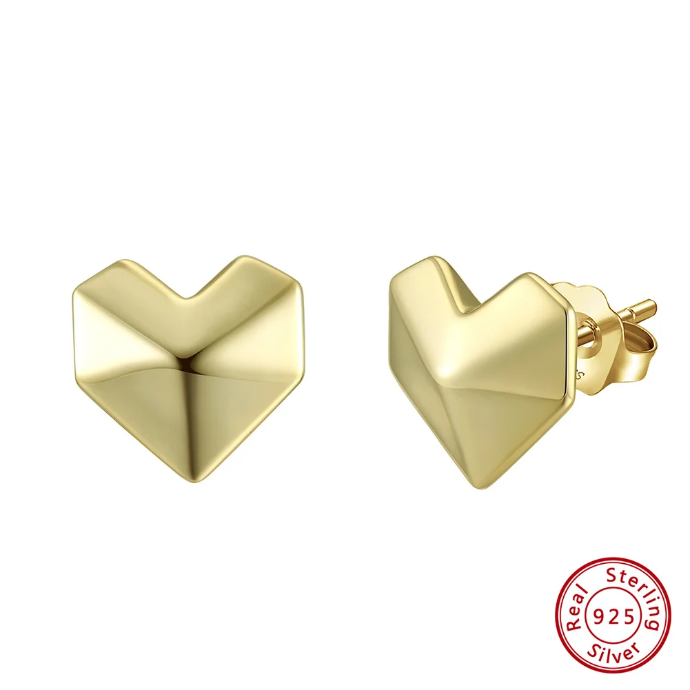 

Kiss Mandy Loving Heart 925 Sterling Silver Stud Earrings For Women Girls Dainty Ears Accessories Wedding Jewelry Gifts APE138