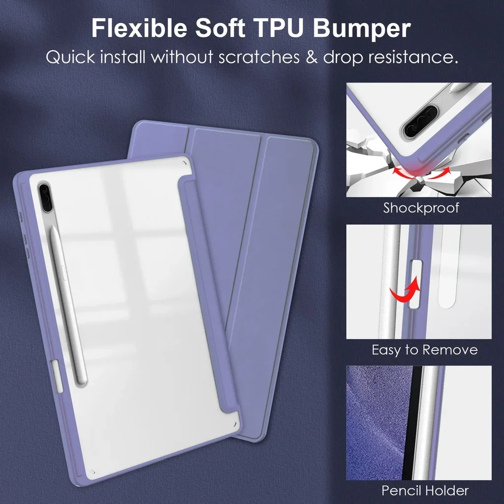 HD Clear Acrylic Case for Samsung Galaxy Tab S10 FE 10.9 Plus 13.1 2025 Ultra 14.6 Inch 2024 S7 S8 S9 S10 FE Plus with Pen Slot