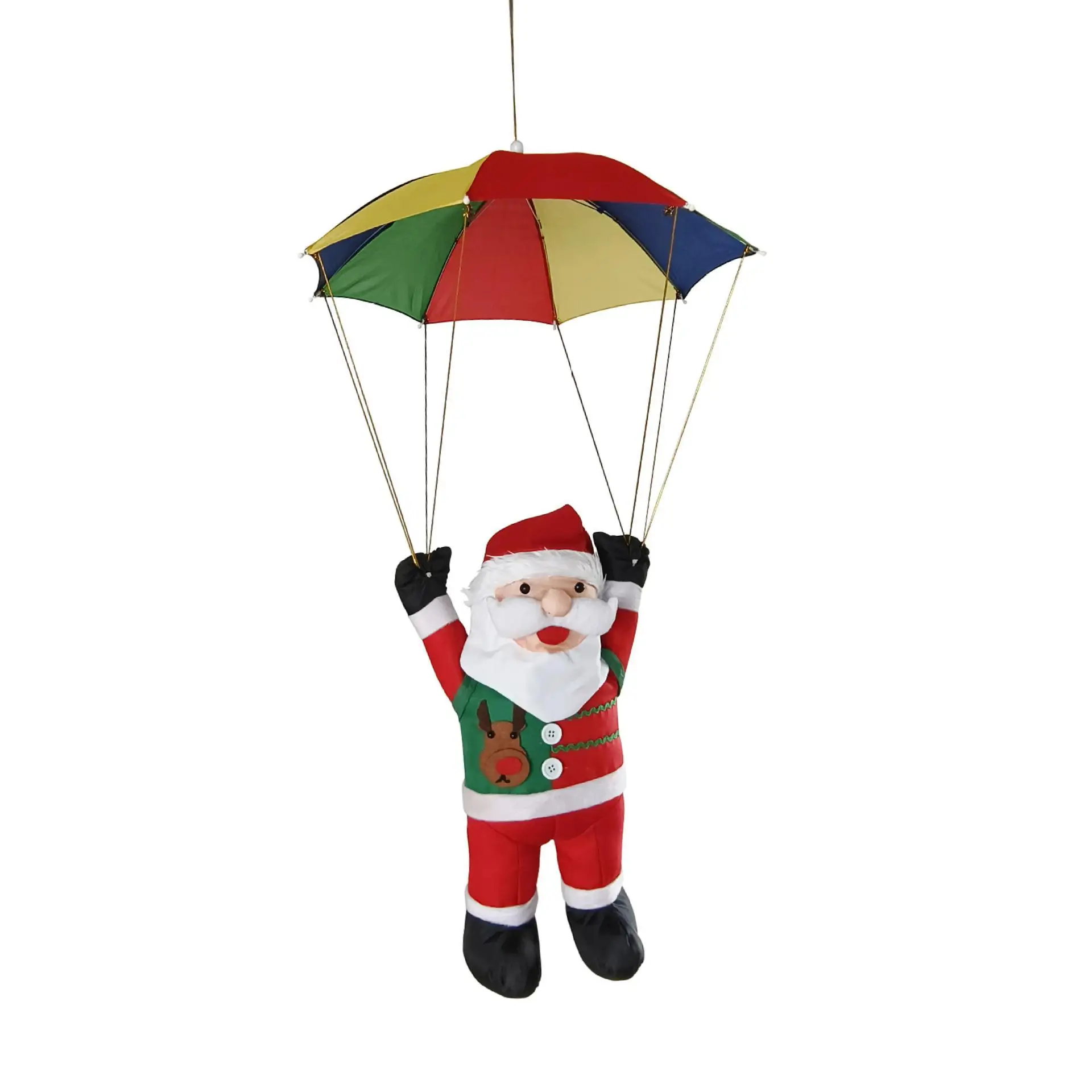 Parachute Santa Claus Hanging Decoration Lightweight Versatile for Stairway Decor Length 110cm 52cm Umbrella Xmas Tree Ornament