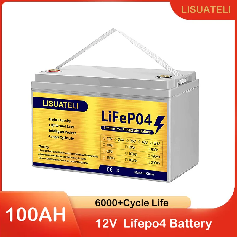 

Аккумулятор Lisuateli LiFePO4, 12 В, 5000 Ач, 6 Ач, встроенный 100A BMS, срок службы более циклов для RV, жилого автофургона, морского транспорта, солнечной батареи