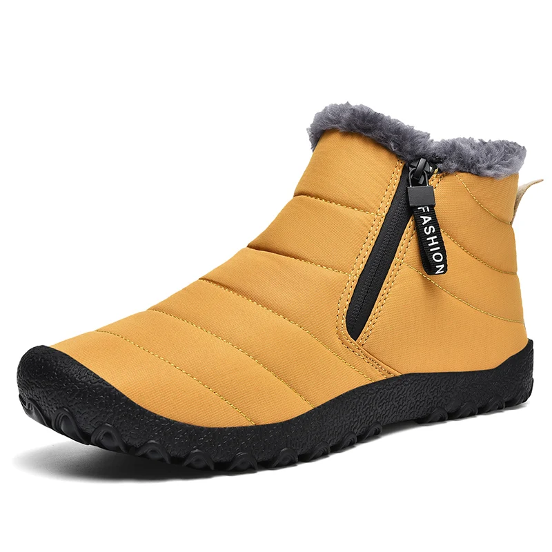 Men\'s snow boots fashion shoes flat non-slip plus cotton warm waterproof plush winter ankle boots cotton shoes