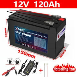 12v 18650 Li-ion rechargeable battery pack DC 12.6V 120Ah battery with EU plug + 12.6v 3a charger + cr123a DC bus head cable