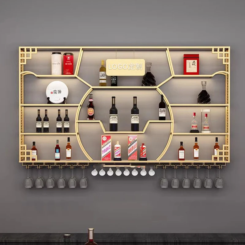 

Whisky Restaurant Bar Cabinet Display Wall Mounted Commercial Cocktail Wine Cabinets Unique Modern Stojak Na Wino Club Furniture