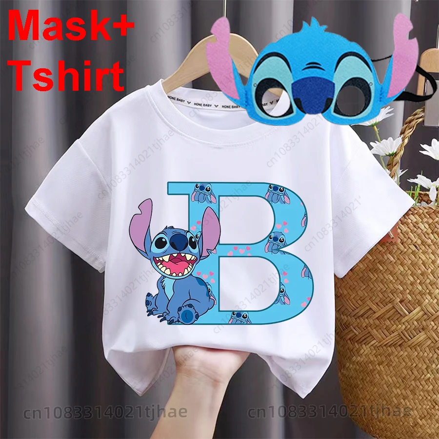 

Детские футболки Disney Lilo Stitch, карнавальный костюм для ребенка, футболка с буквами ABC, футболка для дня рождения для мальчиков, футболки для вечеринок для девочек