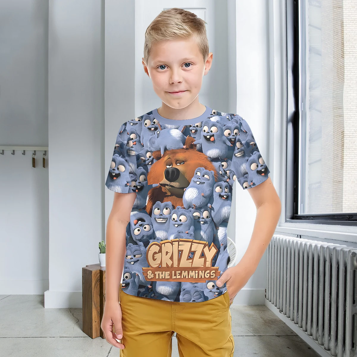 3D Print Grizzy and the Lemmings Baby Clothing 5 to 14 Years Male Outdoor Clothes for Children Boy Girl Child T-Shirt Top Shirts