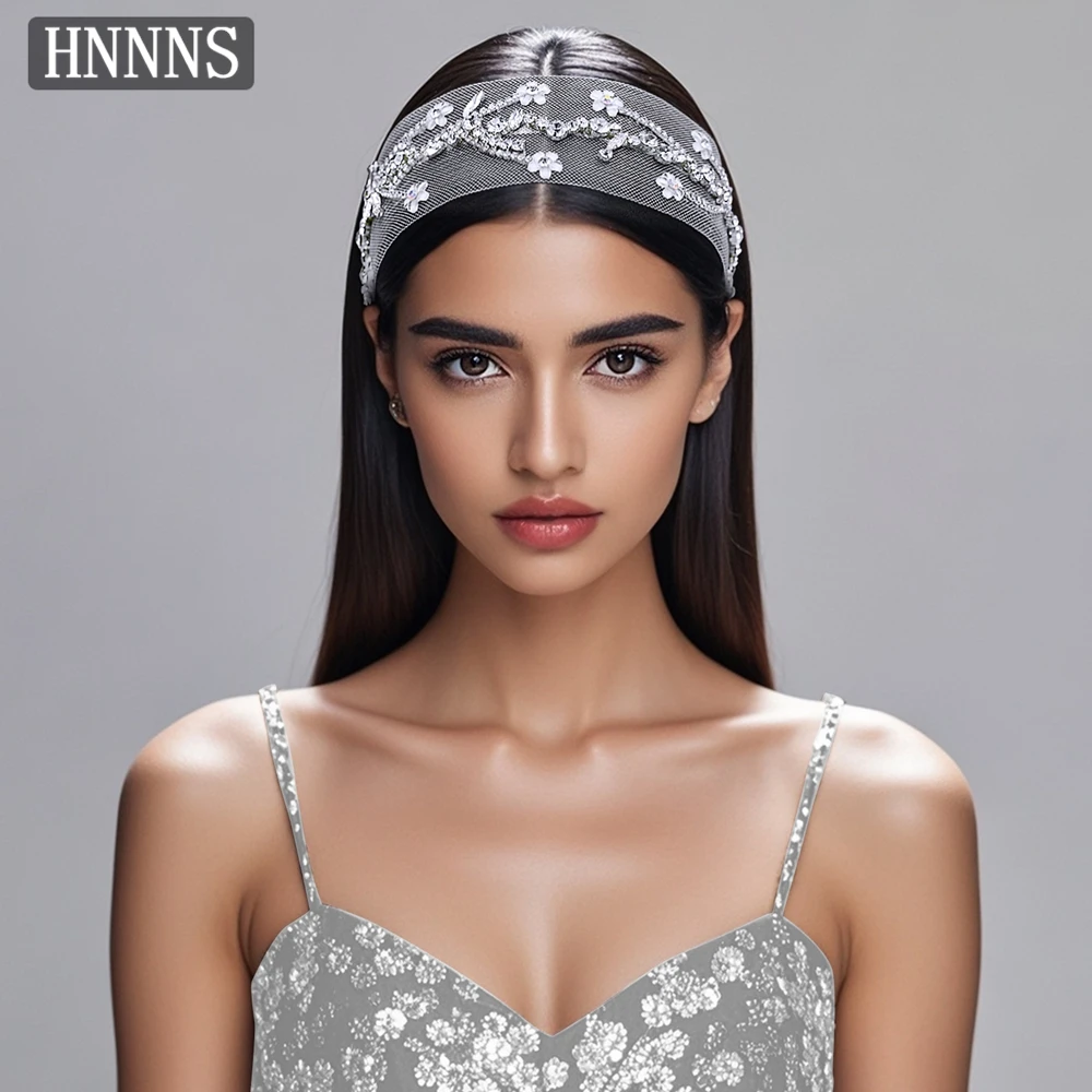 

TOPQUEEN Elegant Bridal Weddings Headbands Handmade Rhinestone Mesh Exquisite Women's Banquet Party Hair Accessories YXA150