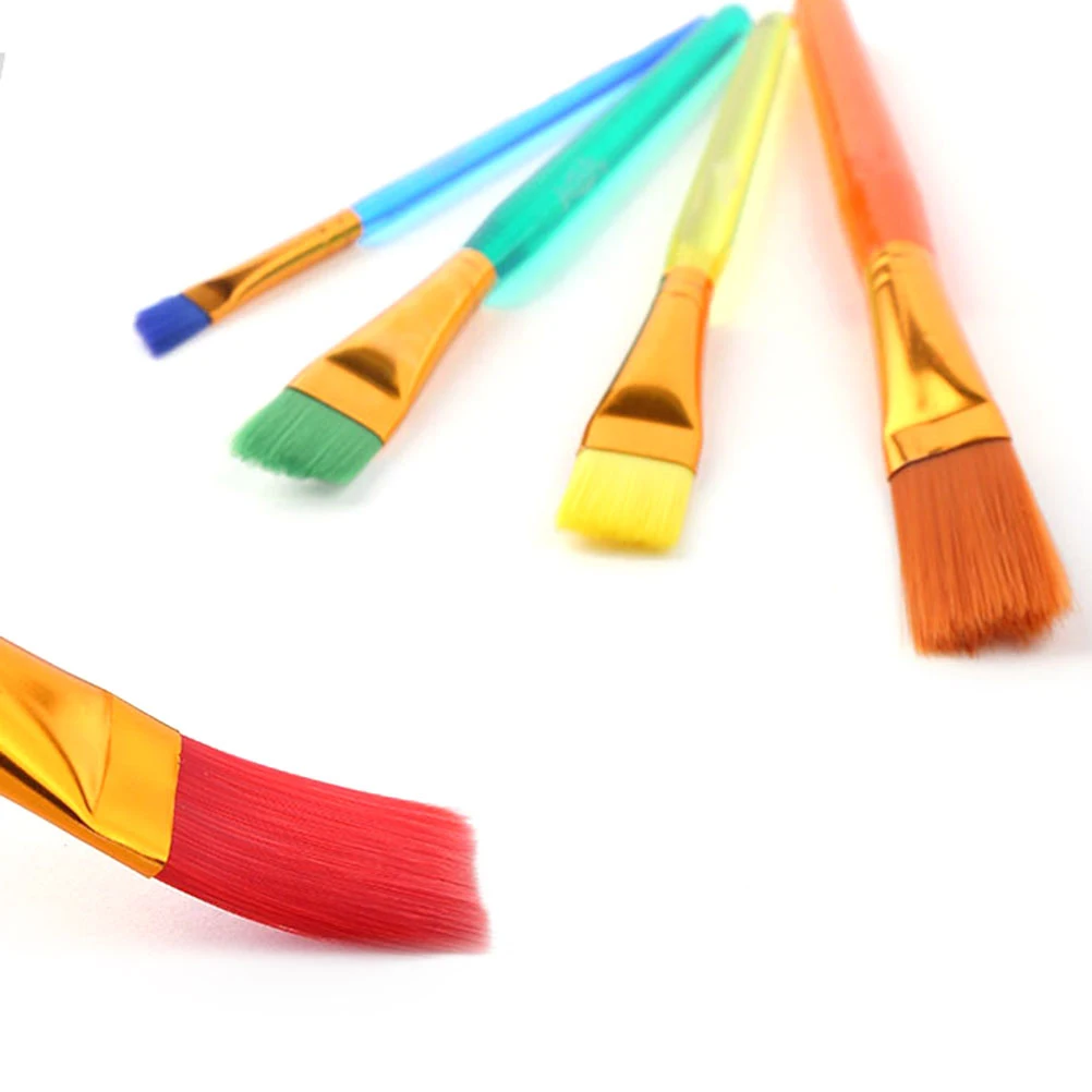 5 Pcs Gouache 's Colored Brush Set Brushes Wooden Paintbrush for Painting