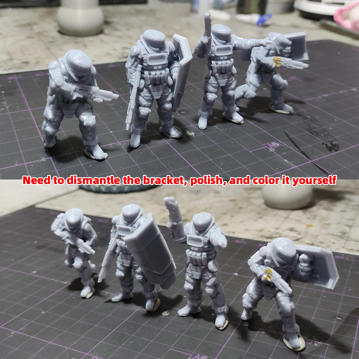 1/35 1/48 1/60 1/72 1/100 1/144 Modellbausatz 3D Harz Miniatur-Soldatenfiguren Diorama Unbemalt Cyberpunk Cyborg Squad DIY – Detail 2