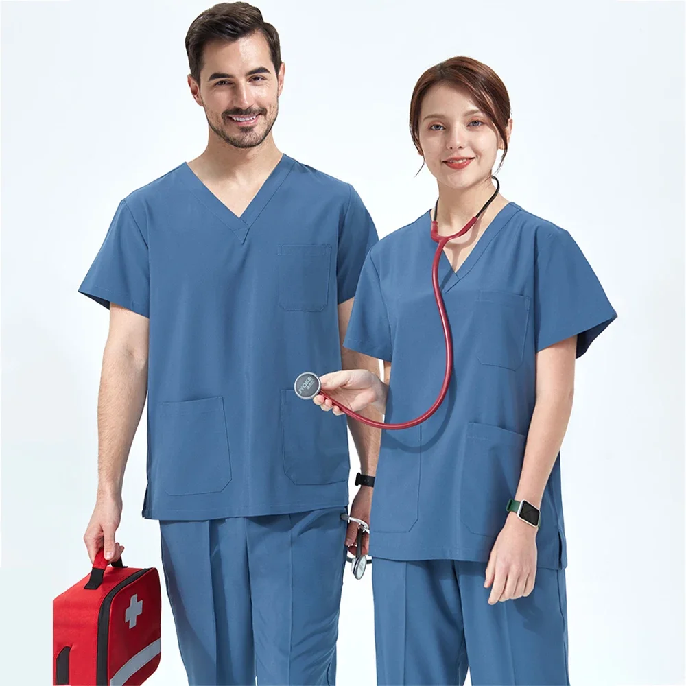 Esticar de secagem rápida Conjunto de Esfoliante Médico, Enfermeira Uniforme, Enfermeira Workwear, Roupas Veterinárias Duráveis, Umidade-Wicking, S01-01