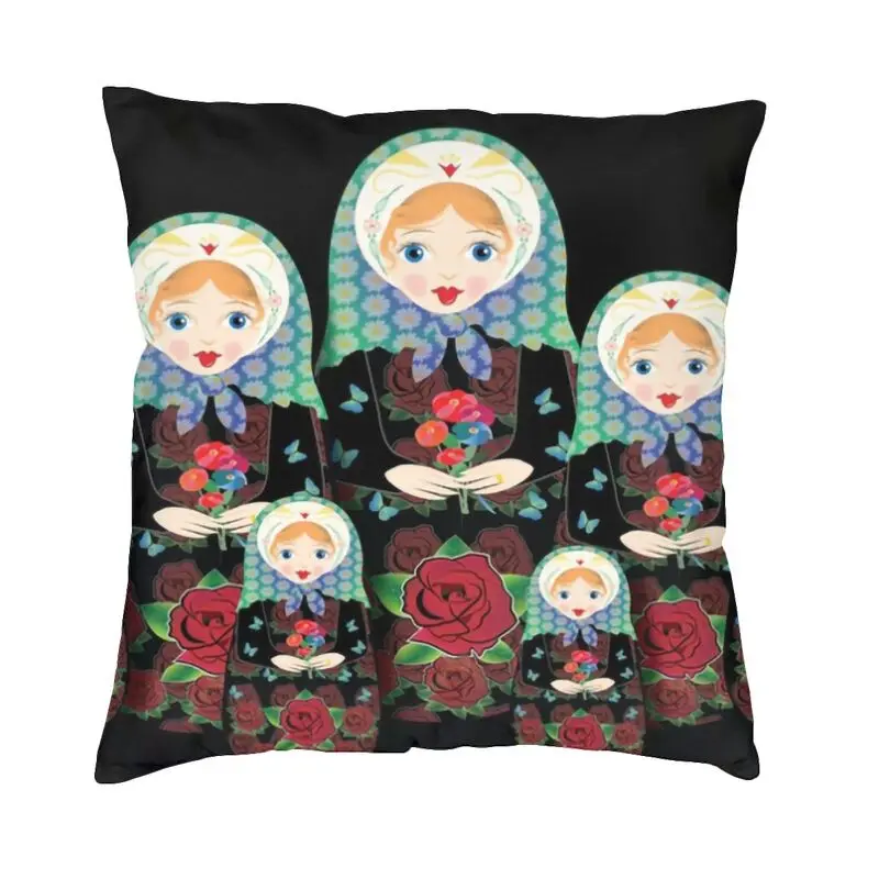 Beautiful Matryoshka Doll Family Cushion Cover 40x40cm Decoration Printing Russian Art Throw Pillow Case for Car Double-sided