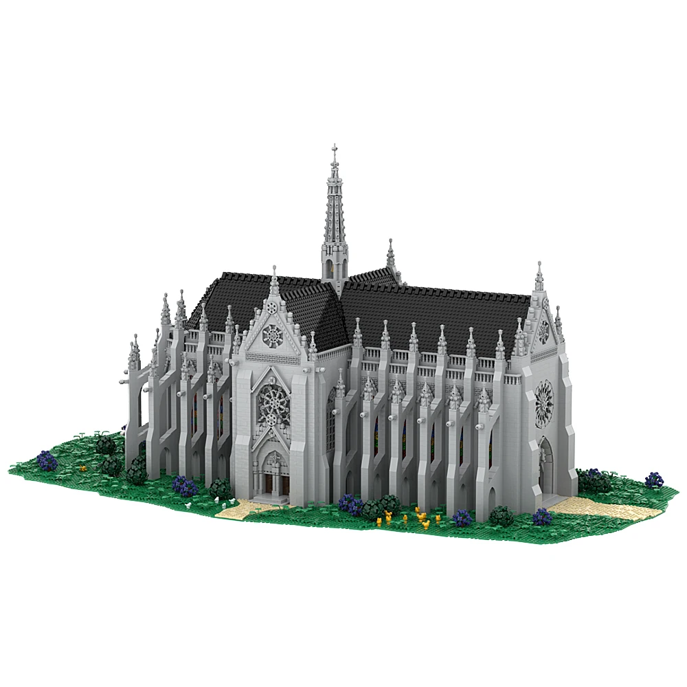 Gobricks MOC Famous Medieval Church Architecture Cathedral of Saint Remigius Model Building Blocks diy Bricks Toy ChildrensGift