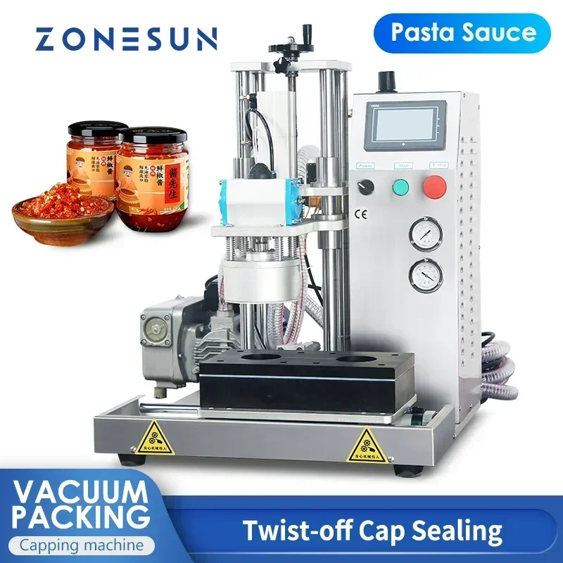 ZONESUN ZS-XG201 Capping Machine Vacuum Jar Glass Bottle Twist Off Equipment Condiments & Dipping Food Packaging Can Sealing