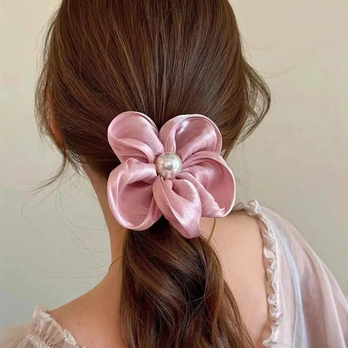 Muweordy New Spring Pearl Scrunchies Headband Hair Band Ins Fairy Colored Flower Hair Rope Female Girls Tie Hair Accessories