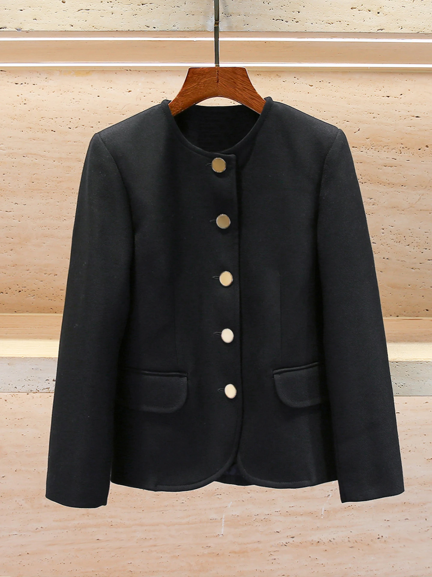 

Ele повседневный женский костюмный кардиган, пальто, осенне-зимний сезон, универсальная качественная длинная свековая круглая верхняя одежда на пуговицах