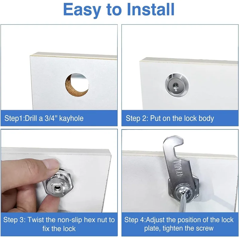 ABMI-Cabinet Locks With Keys,1-1/2Inch Long Cam Locks Keyed ,Cabinet Cam Lock Set For Cabinets RV Storage Lock Tool Box Lock