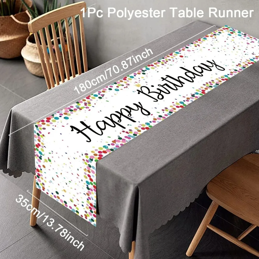 VIKAMA Black Birthday Table Banner Party Decorations Children's and Adult Celebrations Wedding Tablecloth Decorations