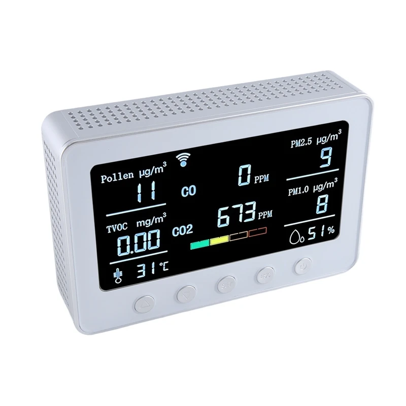 PT02 Plus Wifi Air Quality Monitor Detects Pollen TVOC CO CO2 PM2.5 1.0 Temp RH Iot Controller RS485 Data Logger