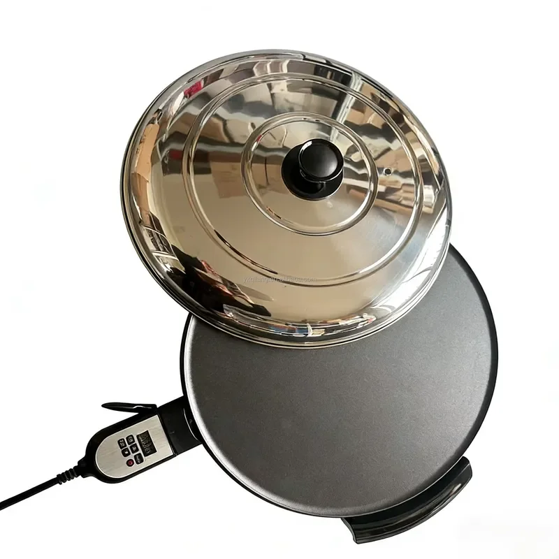 1700W Electric Frying Pan 110-120V Non Stick Skillet with Dome Lid Digital Control for Roti Dosa Crepe Daily Cooking Kitchen