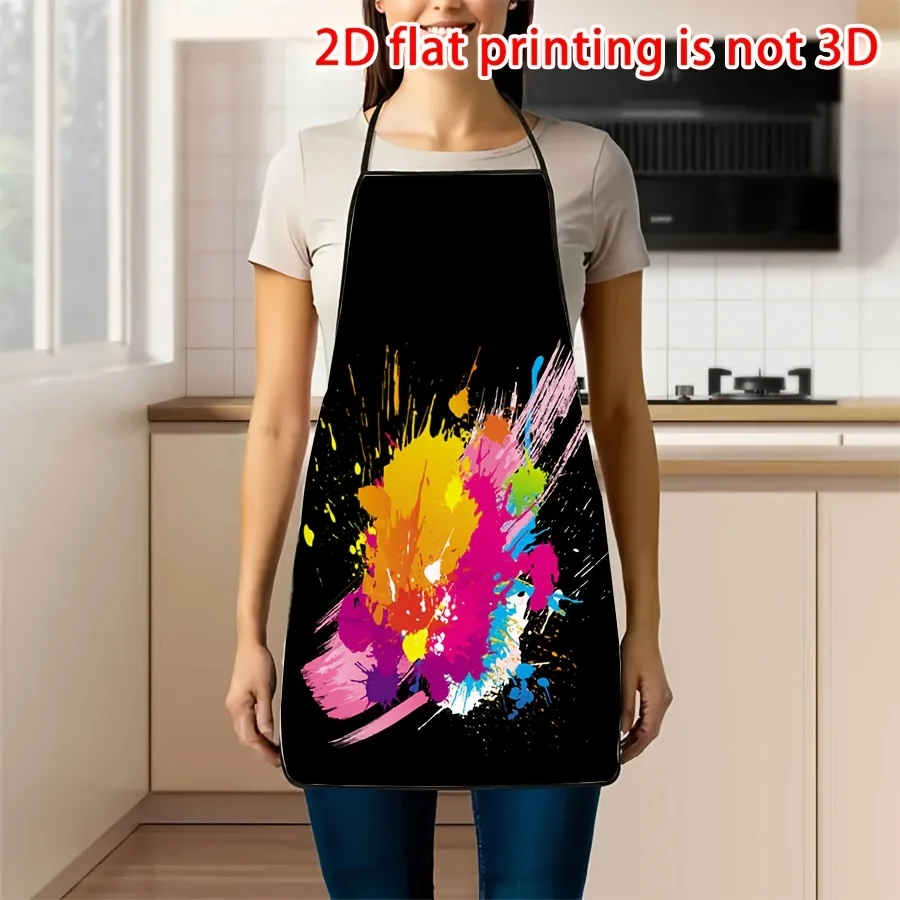 Colorful Paint Splatter Art Kitchen Apron - Abstract Spray Pattern Chef Bib for Cooking Baking DIY