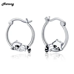 Harong Raccoon Delicate Hoop Earring Silver Plated Ear Buckle Girl Animal Party Kawaii Earring Jewelry Women Cute Accessories