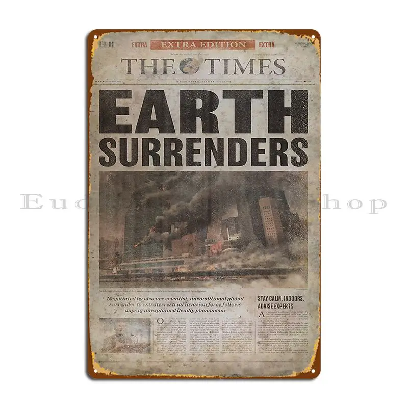 Half Life 2 Newspaper The Times Earth Surrenders Hd Metal Sign Party Wall Decor Wall Decor Garage Print Tin Sign Poster