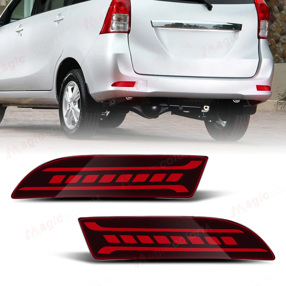 

2Pcs Car Rear Bumper Reflector Lights For Toyota Avanza 2022 2023 2024 LED Running Dynamic Flowing Turn Signal Brake Lamps 12V