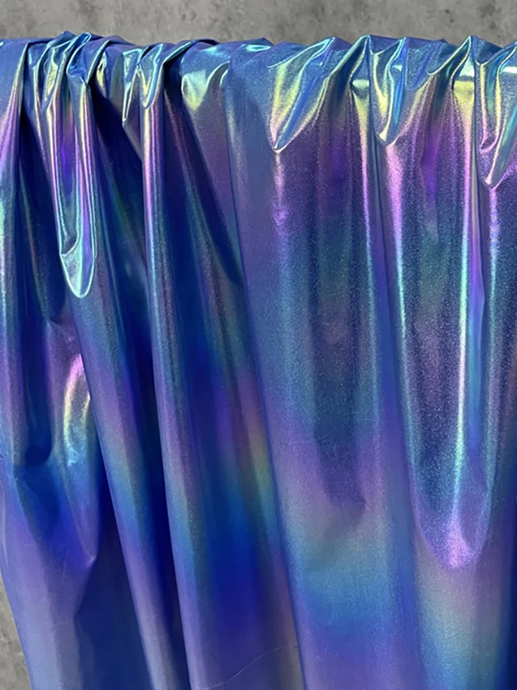 Rainbow Gradient Down Jacket Fabric, Candy Paper Glossy Colorful Nylon Waterproof Bright Leather Jacket Fabric by Half Meter