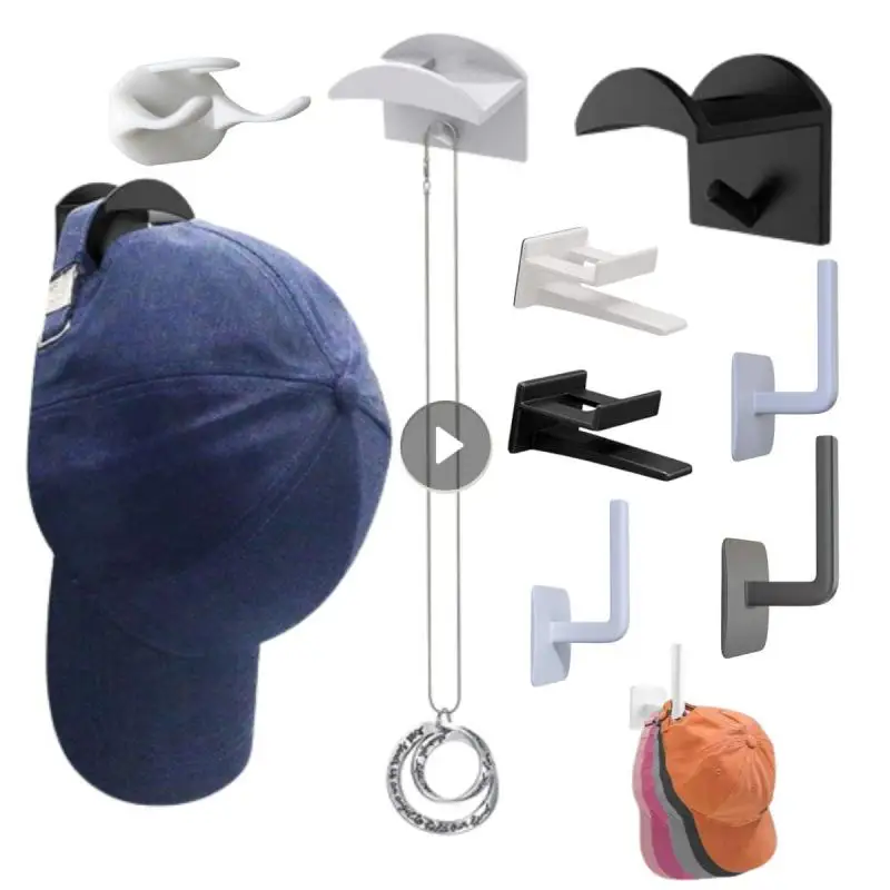 1Pcs Hat Holder Sticky Wall Mount Hook For Baseball Casual Hat Storage Hook Free-punch Paste Portable Door Closet Hanger