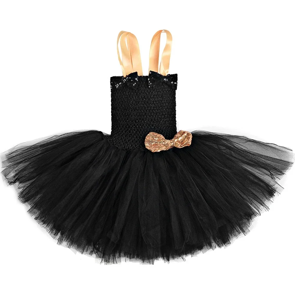 Disfraz de Muñeca Lol Negra y Dorada para Niñas, Vestido de Tul Esponjoso y Elegante, Vestido de Fiesta para Niñas Pequeñas, Disfraz para Halloween y Cumpleaños