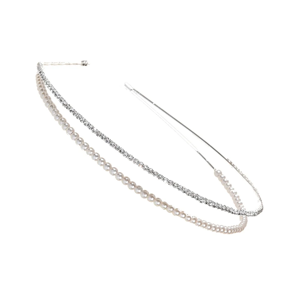 

Wedding Pearl Headband Rhinestone Flowers Bride Bridal Hair Accessories for Women
