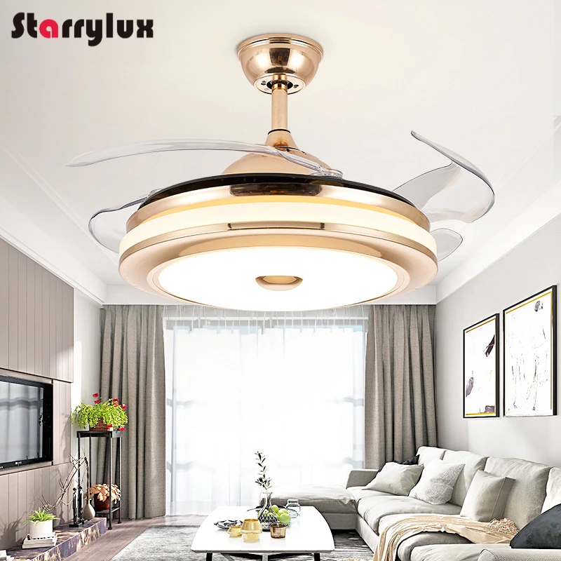 

New Asian Style Ceiling Fan Light - 42/48" Hidden Blades LED fan lamp Remote Control 3-Color Light