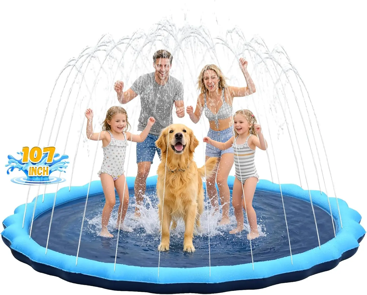 Sprinkler Play Mat PVC Material Large Size Non-Slip Summer Blue
